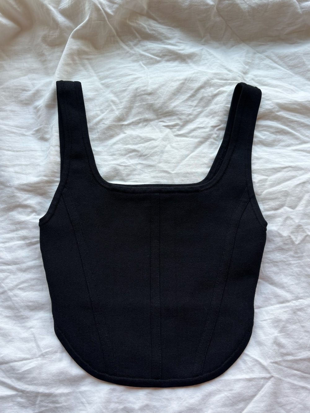 Babaton Black Square-Neck Tank - Ribbed Knit Medium